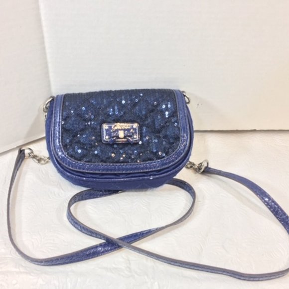 Guess Blue Sequin Sparkles Quilted Crossbody Bag - Picture 1 of 15